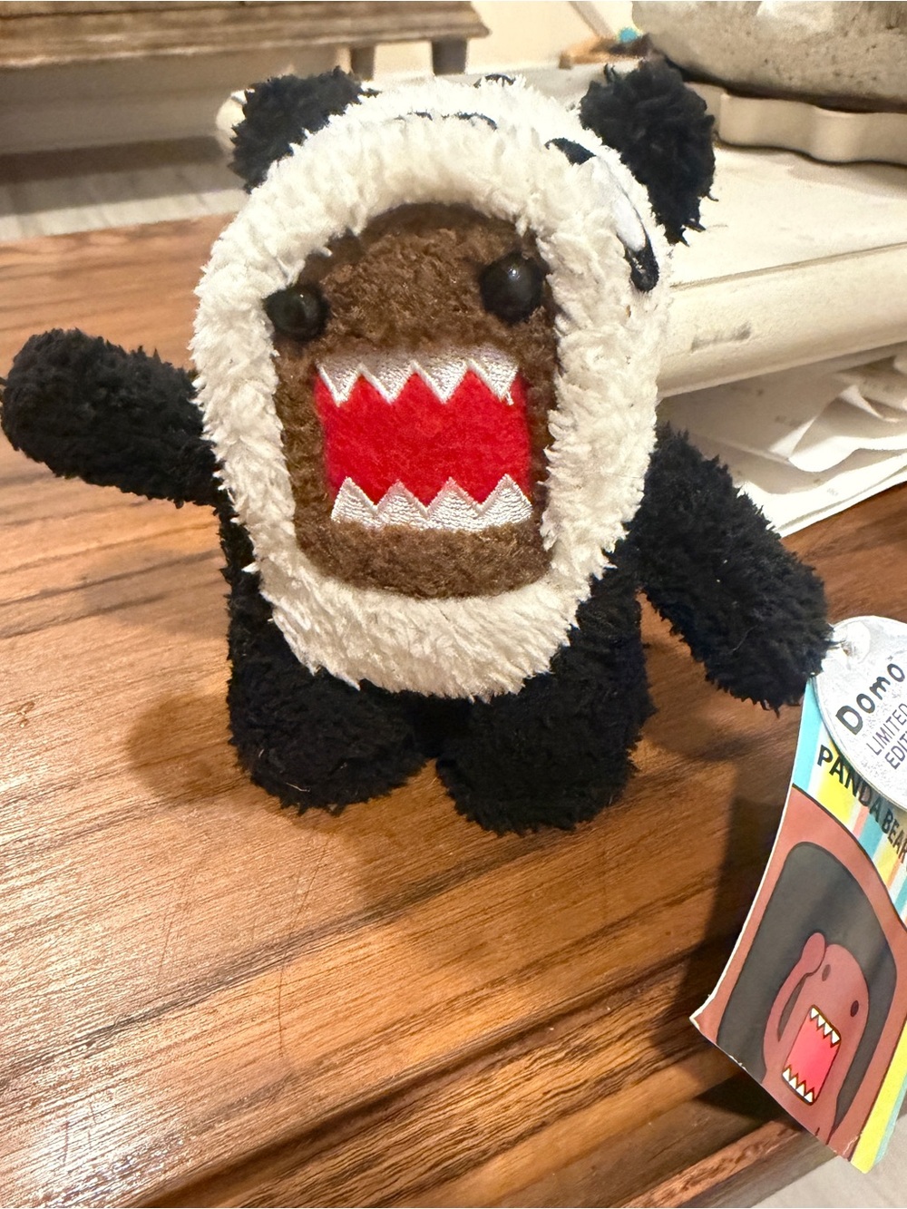 Domo Panda Plush - Black/White with Red Mouth Limited Edition